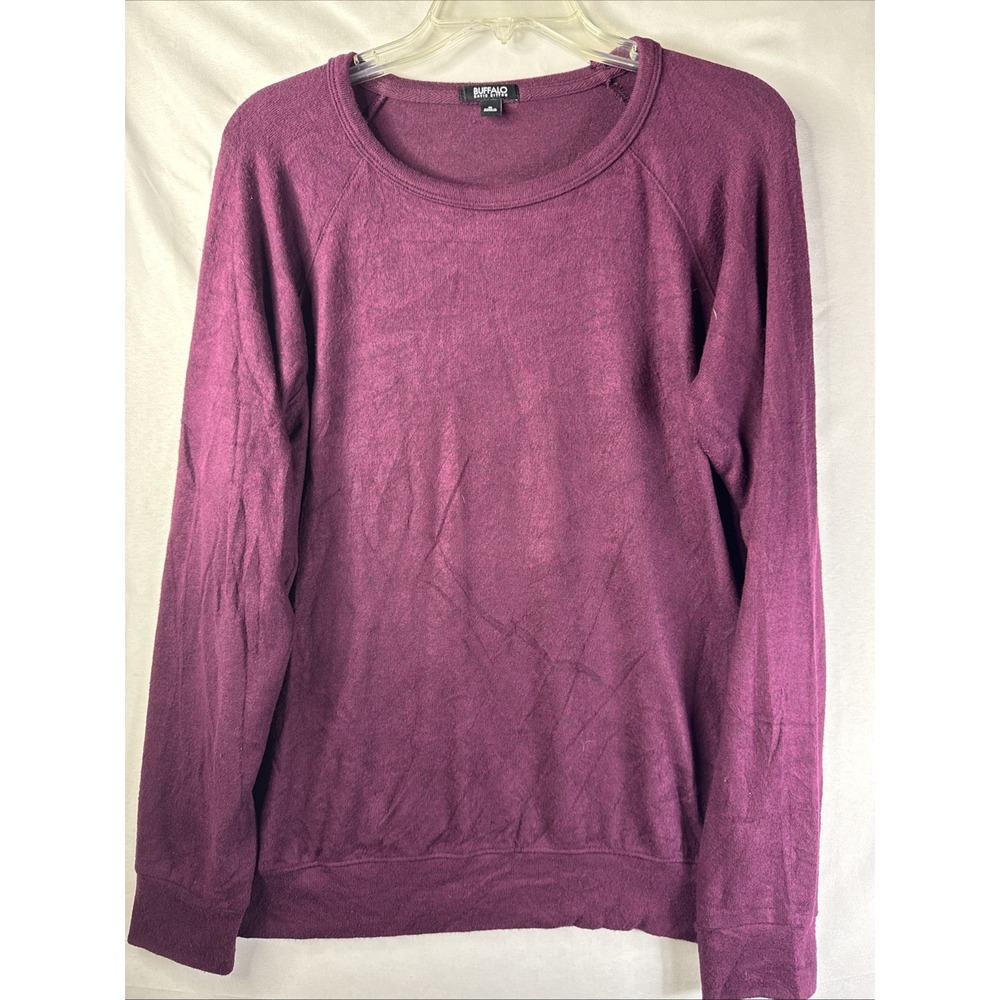 Buffalo David Bitton Sweater Womens Medium Purple Round Neck Long Sleeve Soft